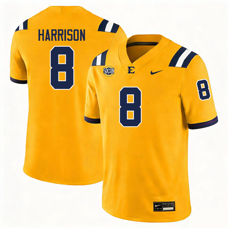 East Tennessee State Buccaneers #8 Jeremiah Harrison College Football Jerseys,Uniforms-Gold